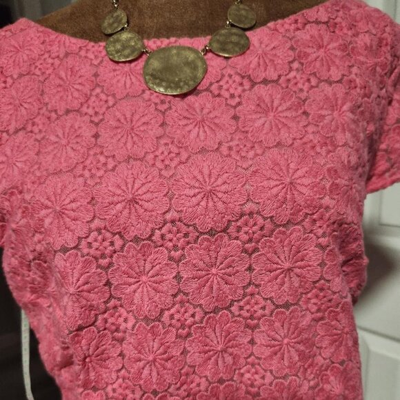 Lilly Pulitzer Jeanette Pink Floral Laced Shift Dress Sz 12 in Lipstick Pink - Picture 5 of 11